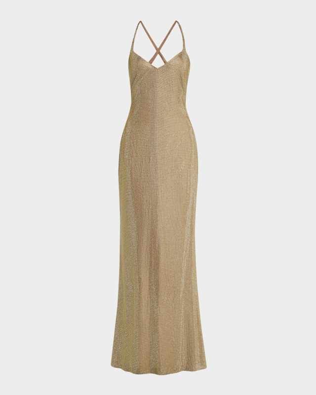 Presling Crystal Crisscross Backless Gown
